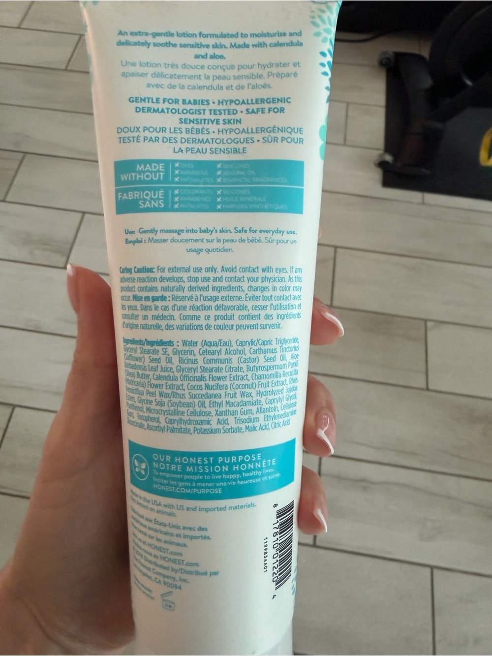 The Honest Company Face + Body Lotion - White & Teal Floral Tube - Picture 2 of 2